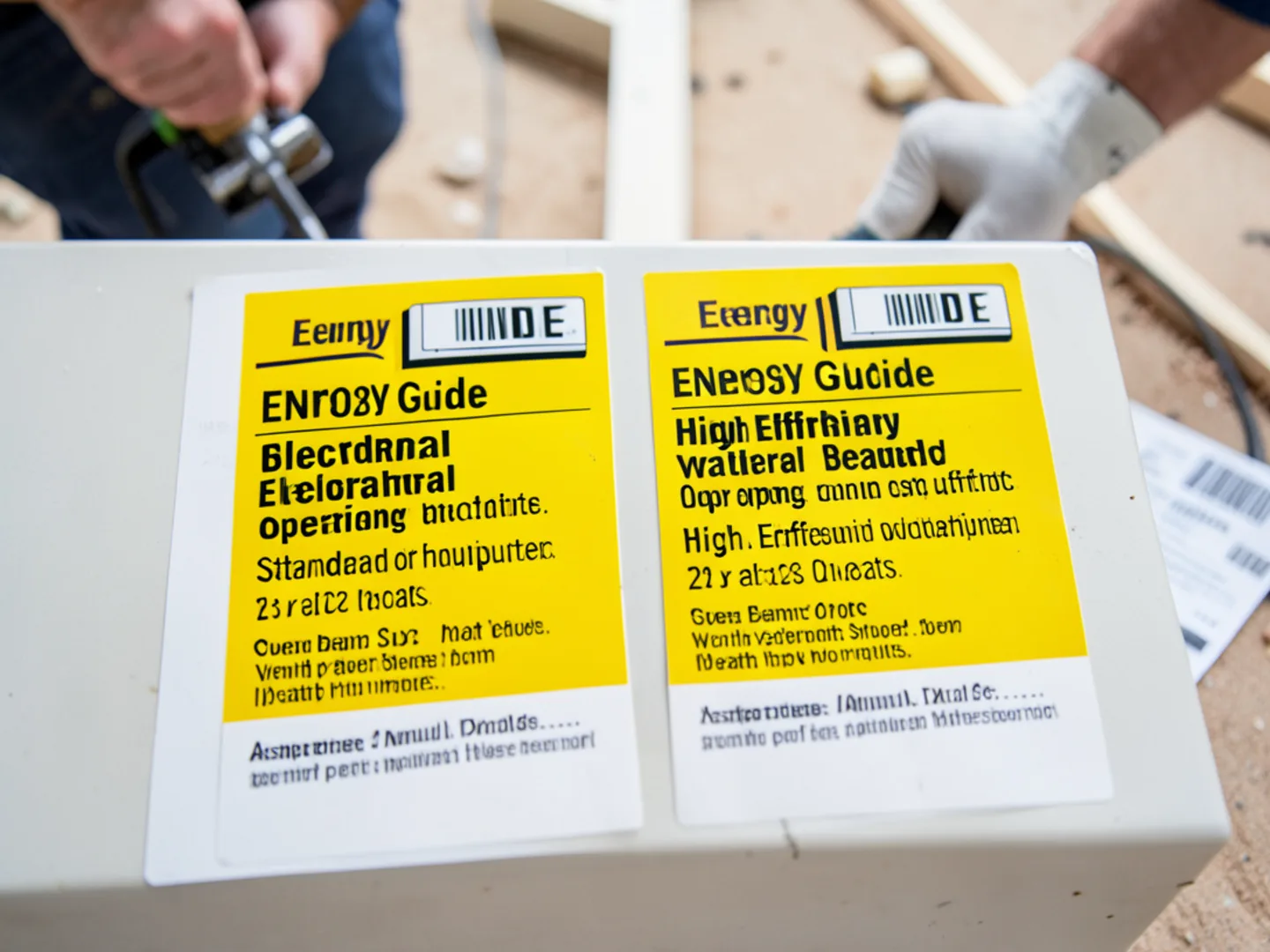 EnergyGuide specification labels comparing SEER2 operating costs
