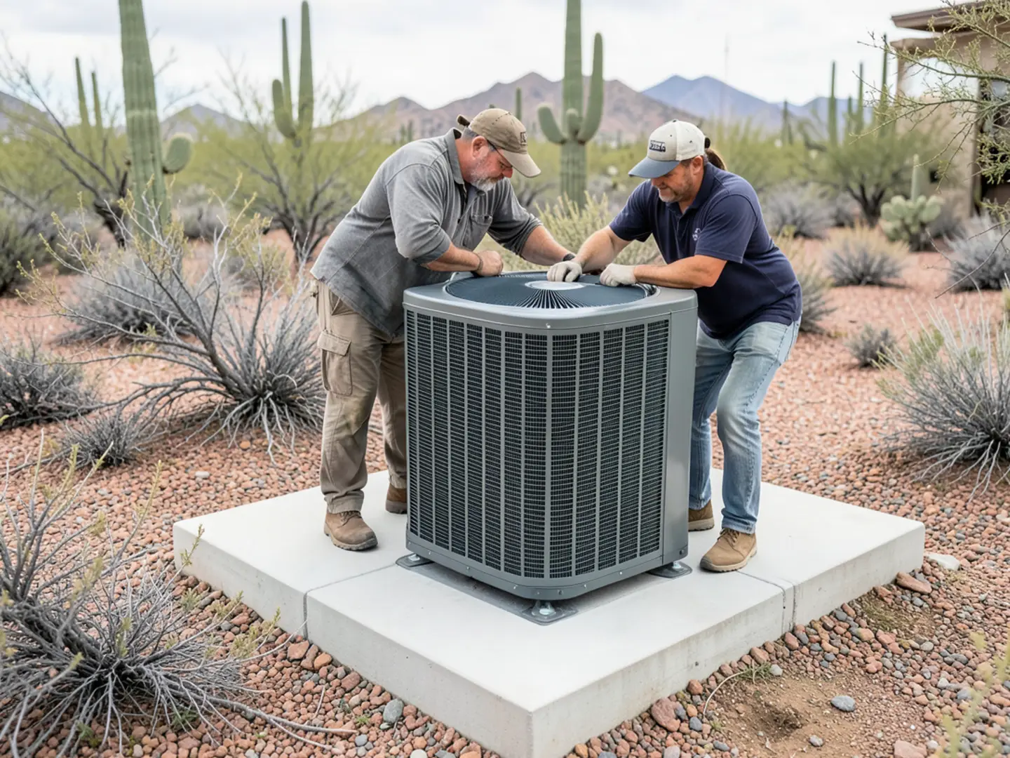 Residential golf home in Gold Canyon with outdoor split system condensing unit