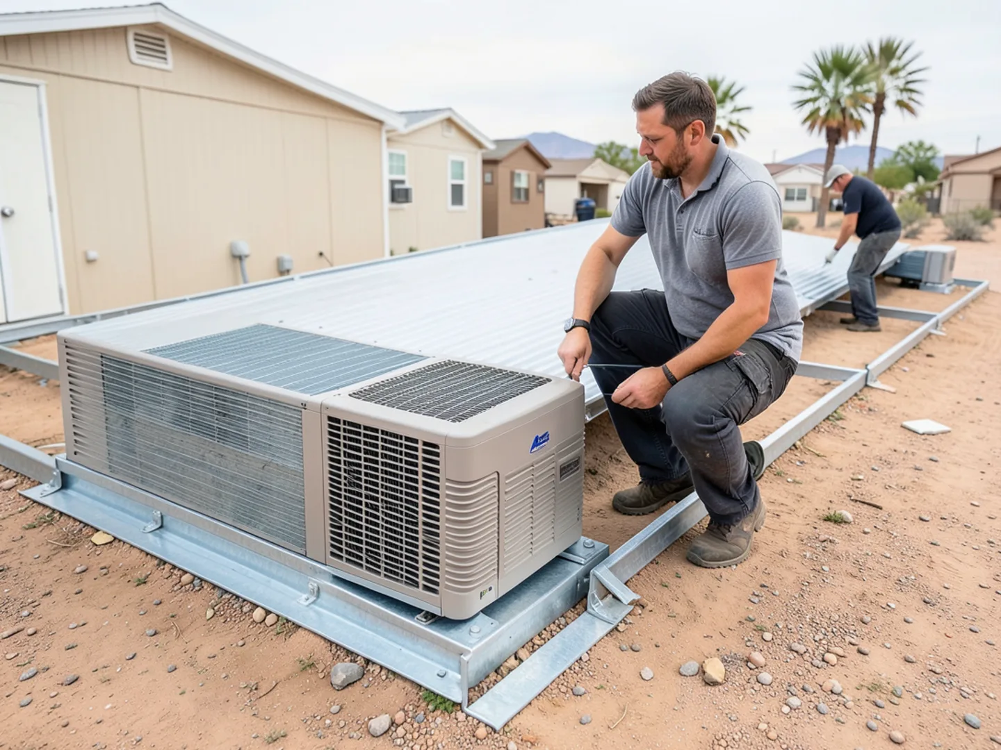 East Mesa residential active-adult community with typical package air conditioning units