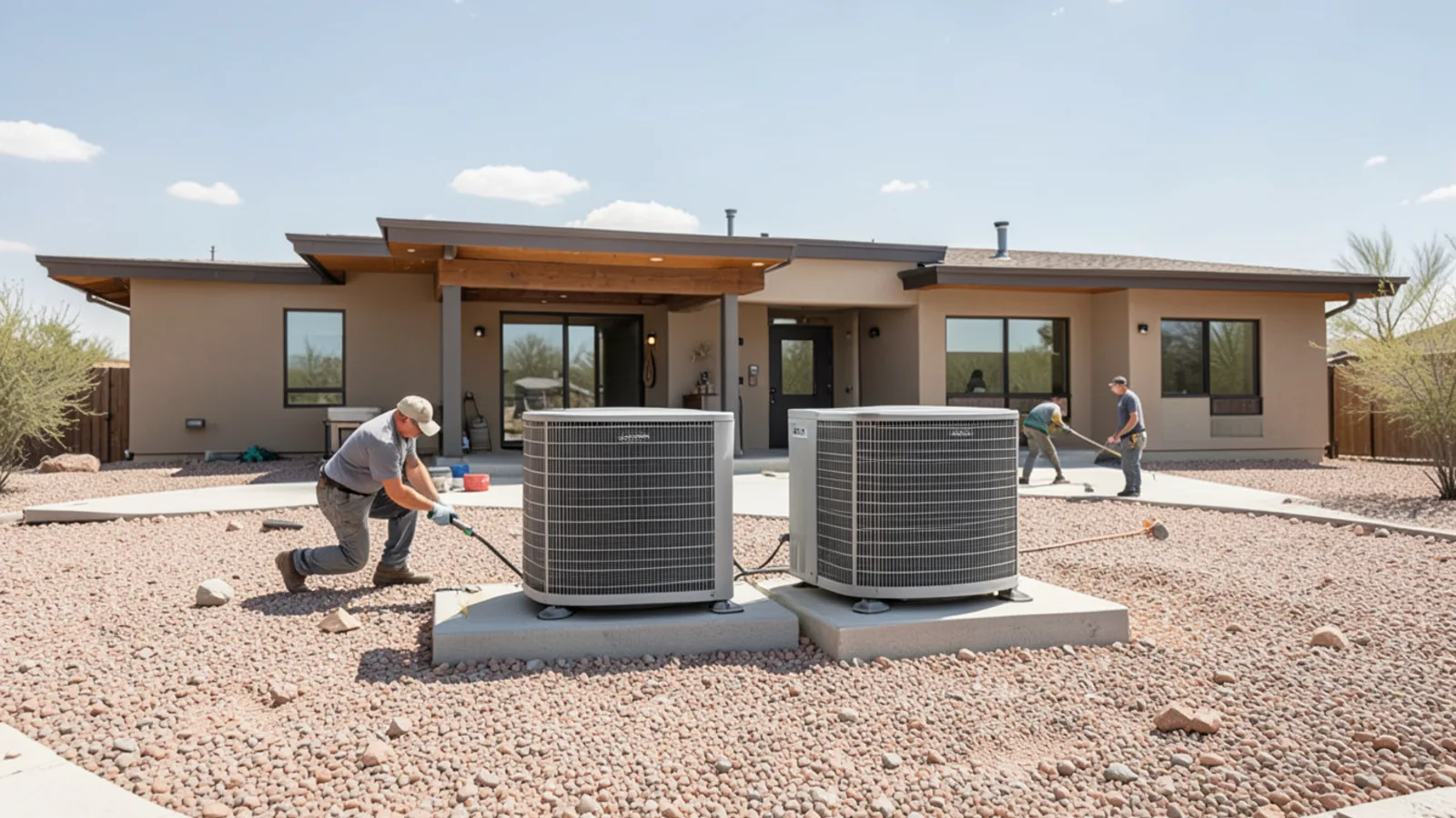 Sprawling desert ranch home in Queen Creek with dual split systems